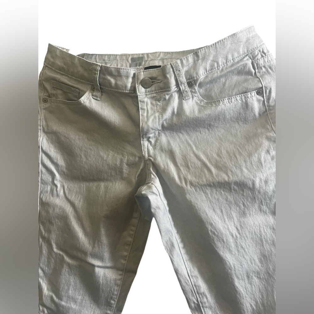 Mossimo Premium Denim Metallic Silver Skinny Jeans Fit 3 Coupe 3 Size 6 - Picture 4 of 5